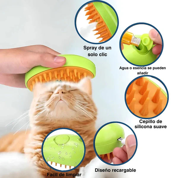 (PROMO 2X1 🤩) Cepillo Vaporizador Para Perros y Gatos ⚡Recargable ⚡