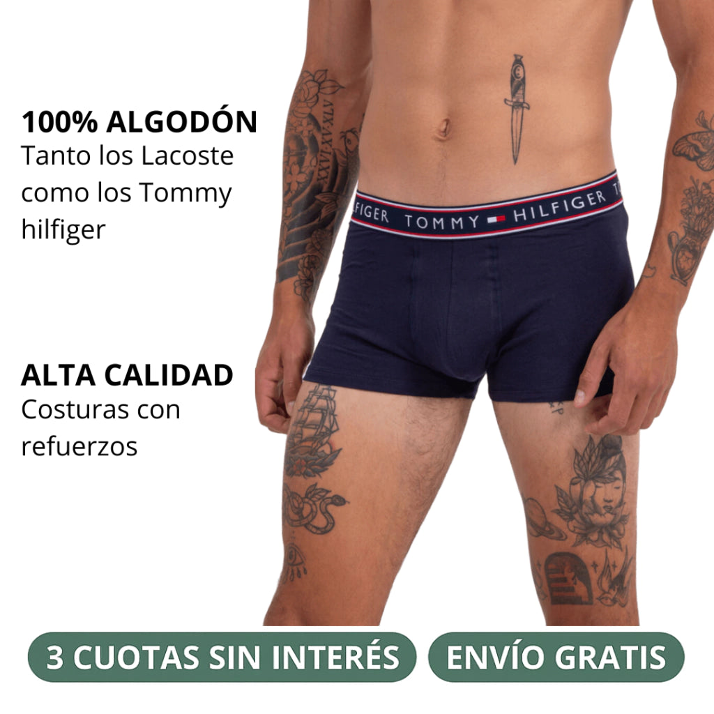 PACK X6 Boxers 🐊/Tommy + 6 Pares de Medias ¡De regalo!