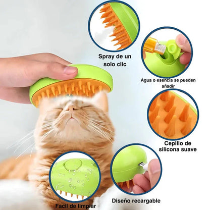 (PROMO 2X1 🤩) Cepillo Vaporizador Para Perros y Gatos ⚡Recargable ⚡